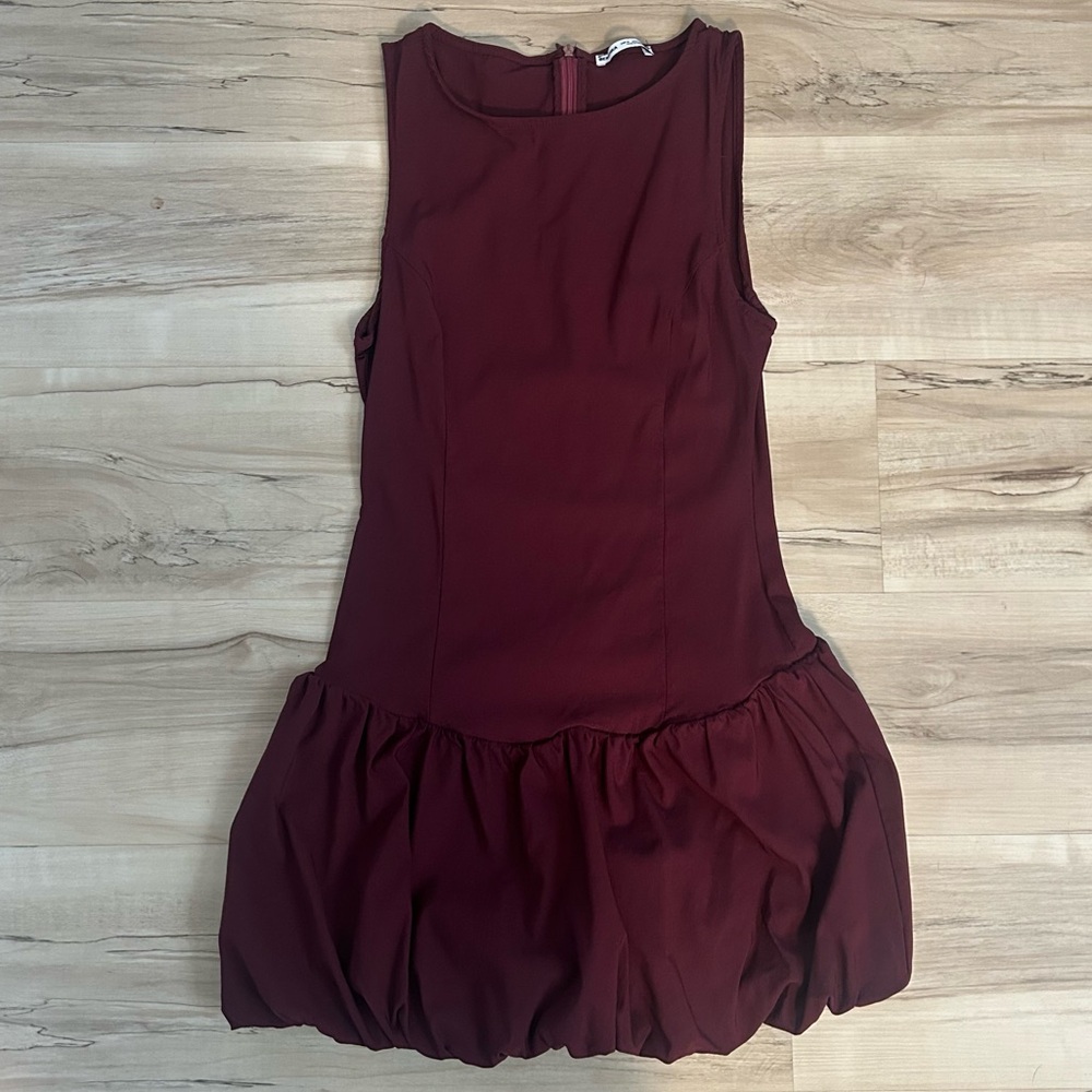 Bershka Burgundy Bubble Dress Size Medium